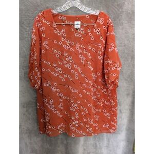 Cabi Blouse Womens XXL Cherry Blossom Split Sleeve Cottagecore Bohemian Romantic